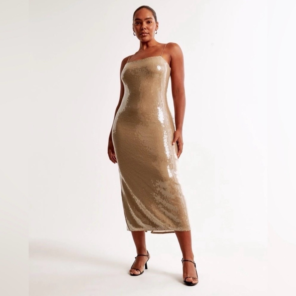 Abercrombie Sequin Slip Midi Dress Size Medium Tall